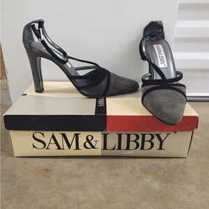 Sam & Libby Charcoal and Black Strappy Heels